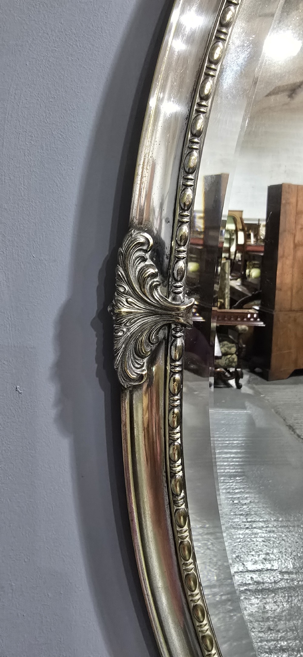 Oval Silver Plate Mirror View VII