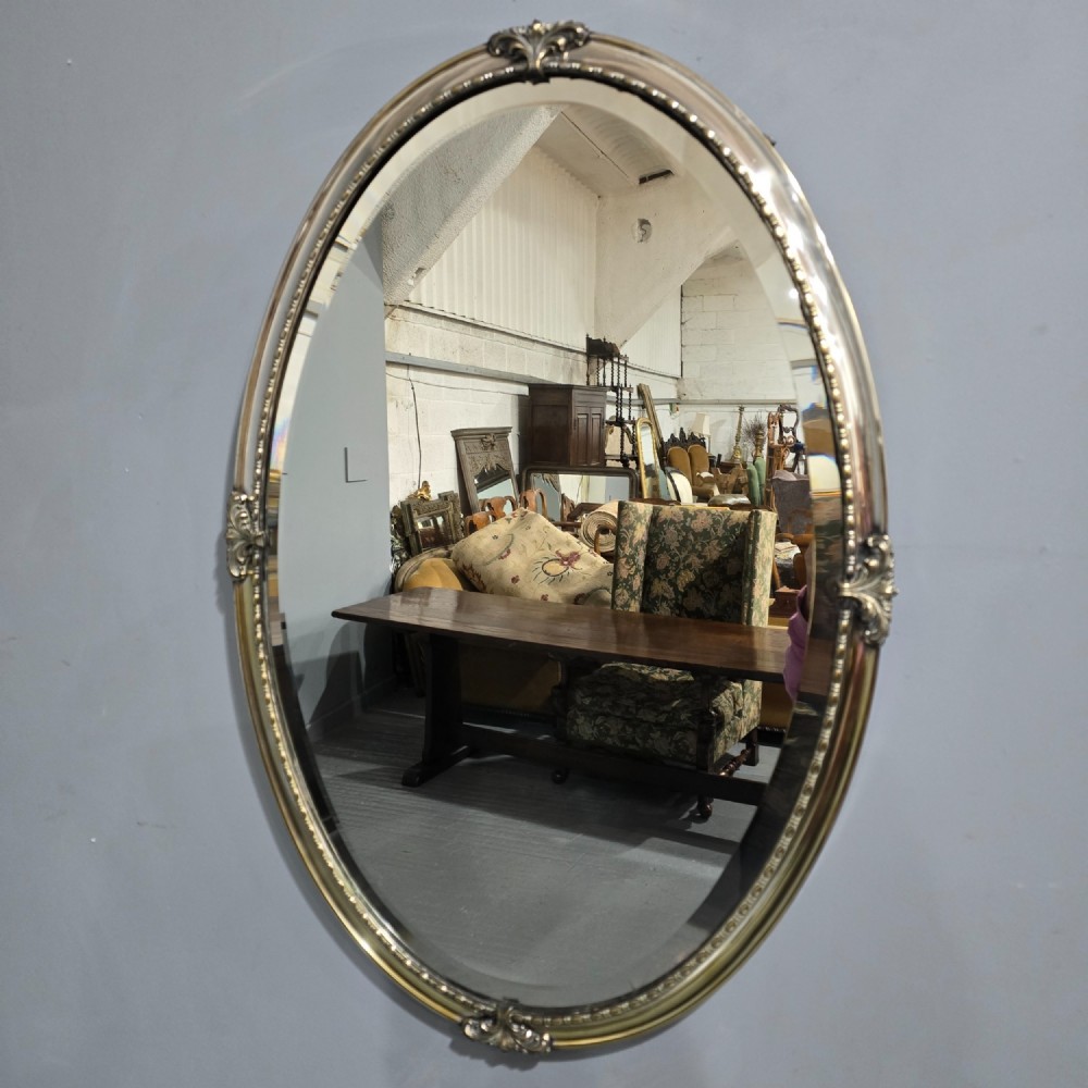 Oval Silver Plate Mirror