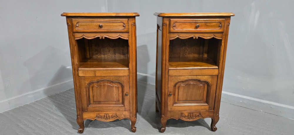 Very Nice Pair French Cherry Bedside Cabinets View II