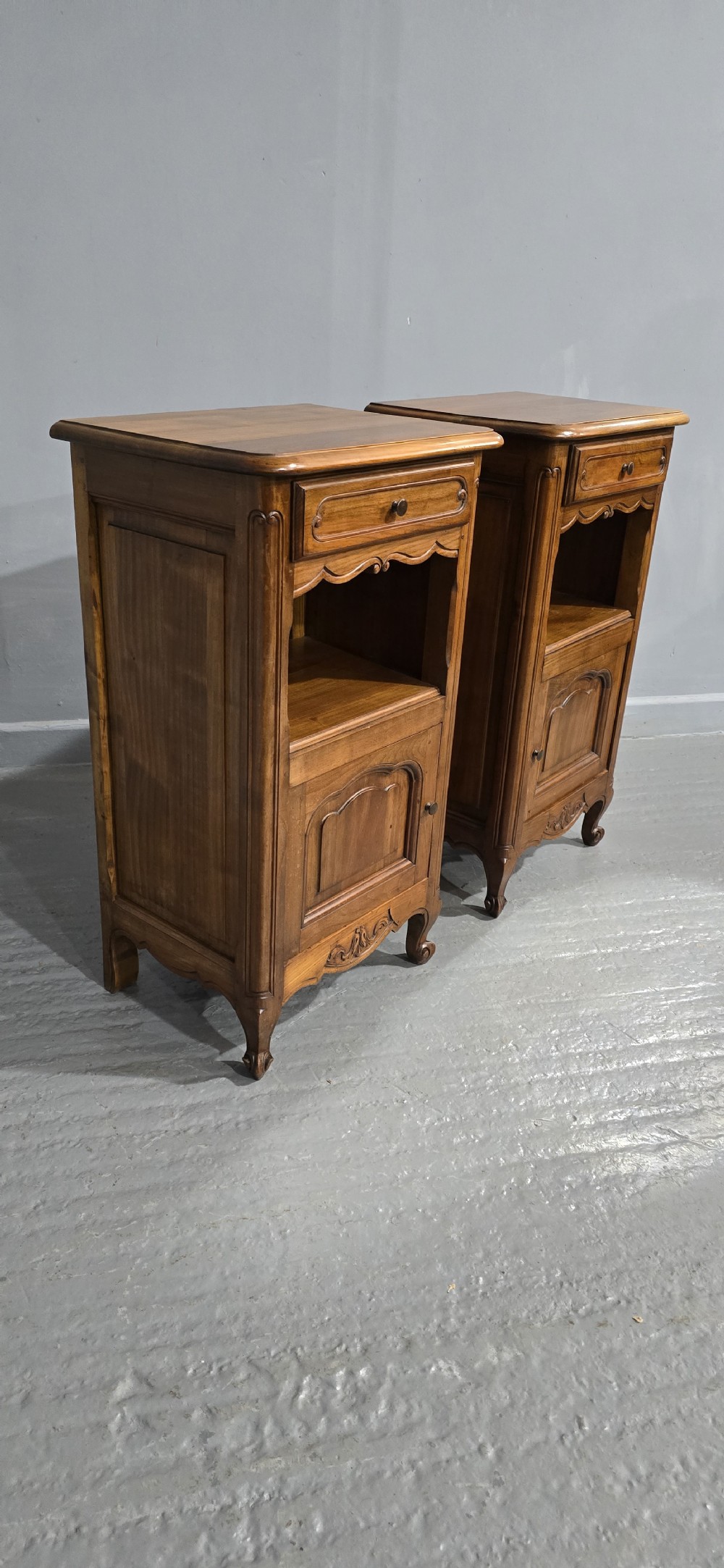 Very Nice Pair French Cherry Bedside Cabinets View III