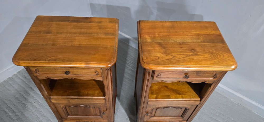 Very Nice Pair French Cherry Bedside Cabinets View V