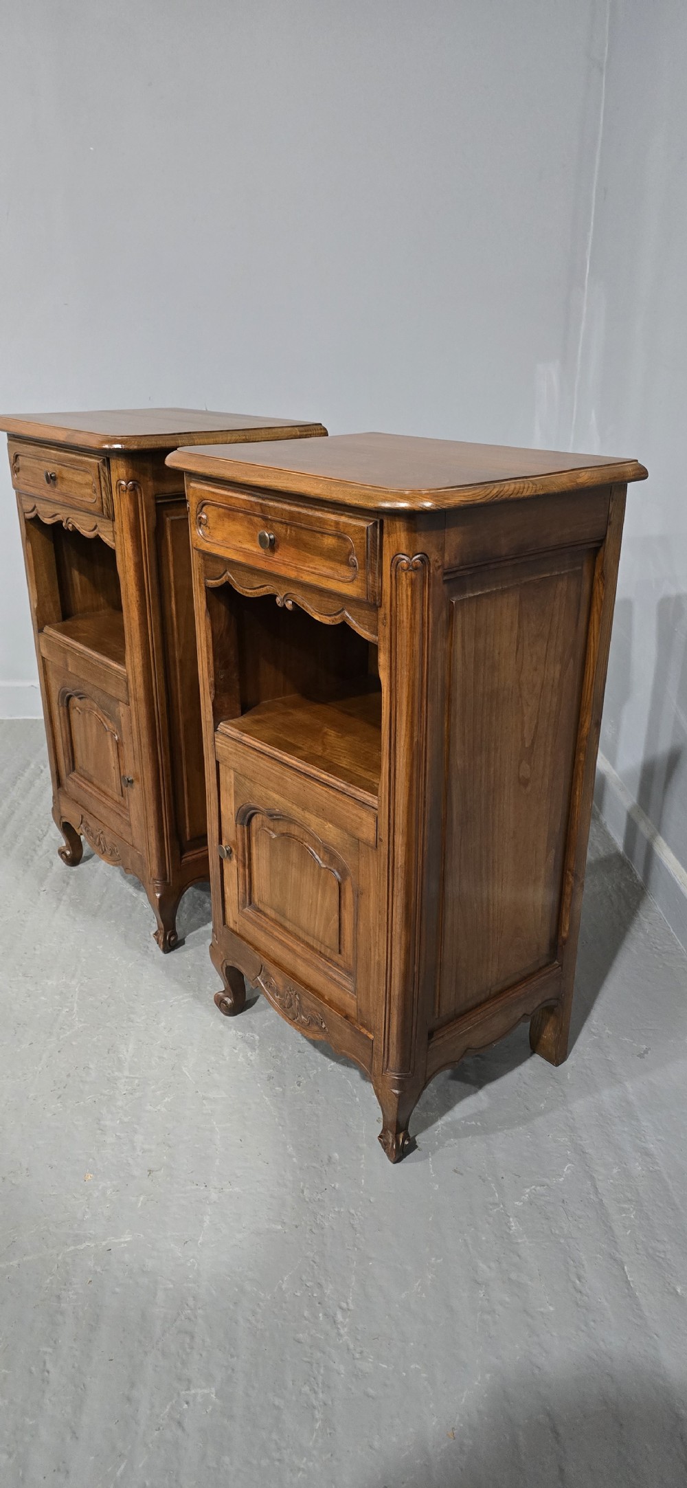 Very Nice Pair French Cherry Bedside Cabinets View VI