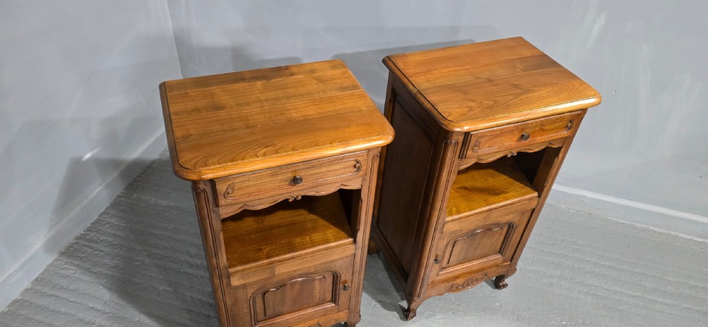 Very Nice Pair French Cherry Bedside Cabinets View VIII