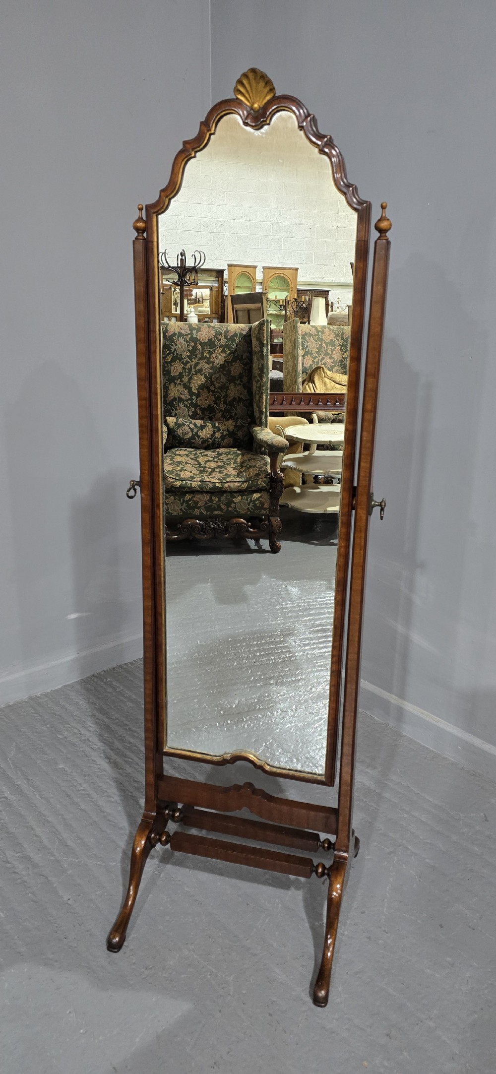 Excellent Quality Walnut Cheval Mirror View II