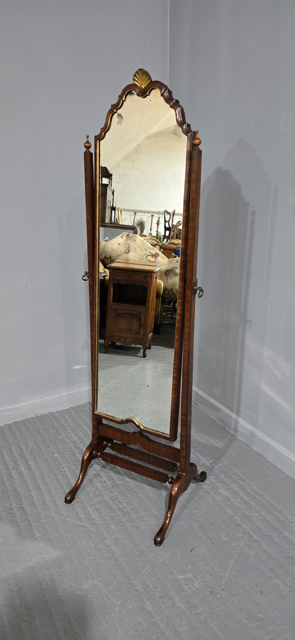 Excellent Quality Walnut Cheval Mirror View IX