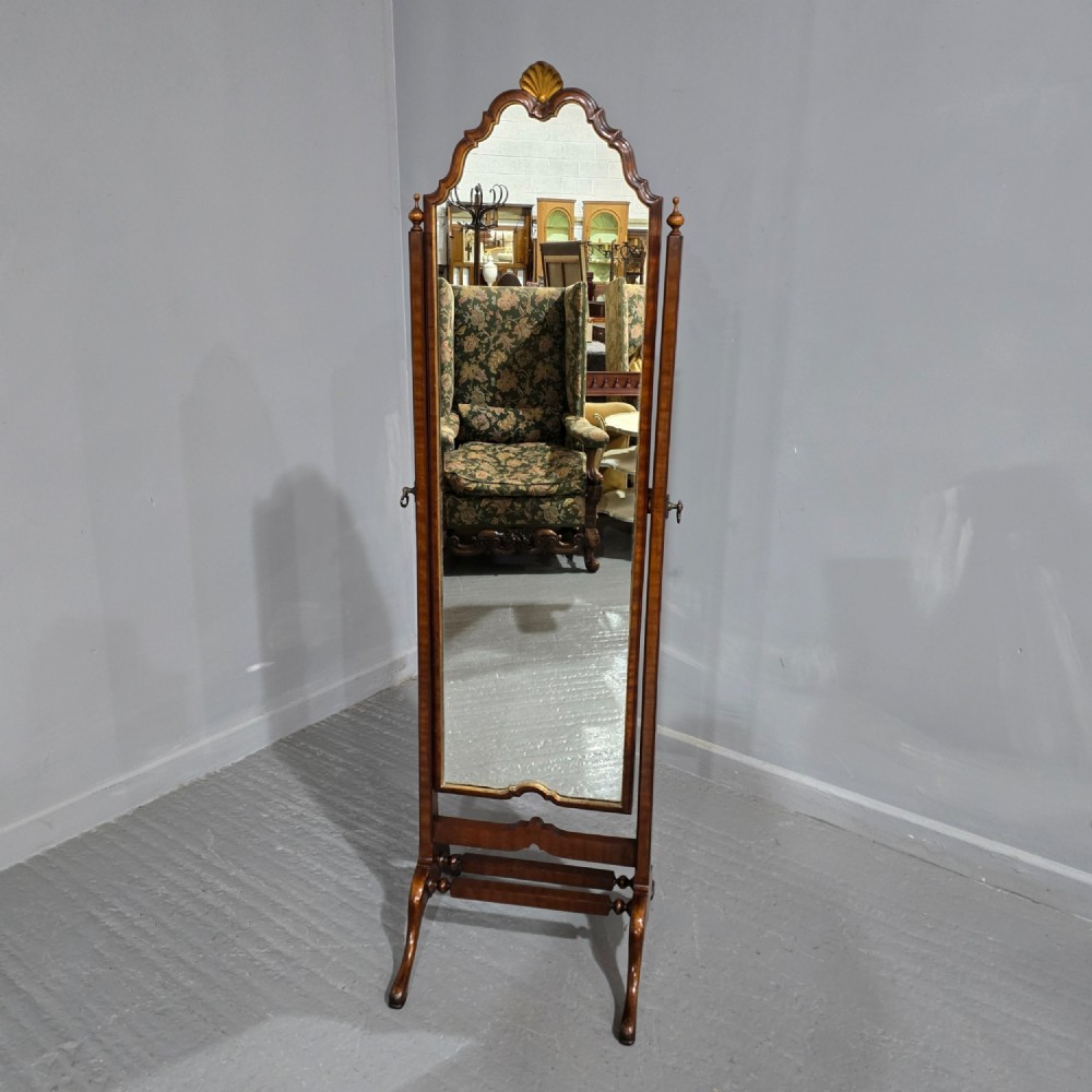 Excellent Quality Walnut Cheval Mirror