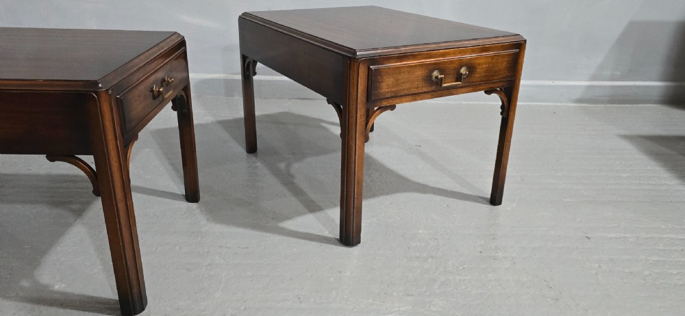 Lovely Pair Chippendale Occasional Lamp Tables View VI