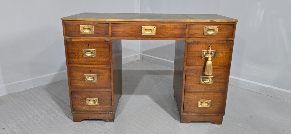 Mahogany Campaign Pedestal Desk View II