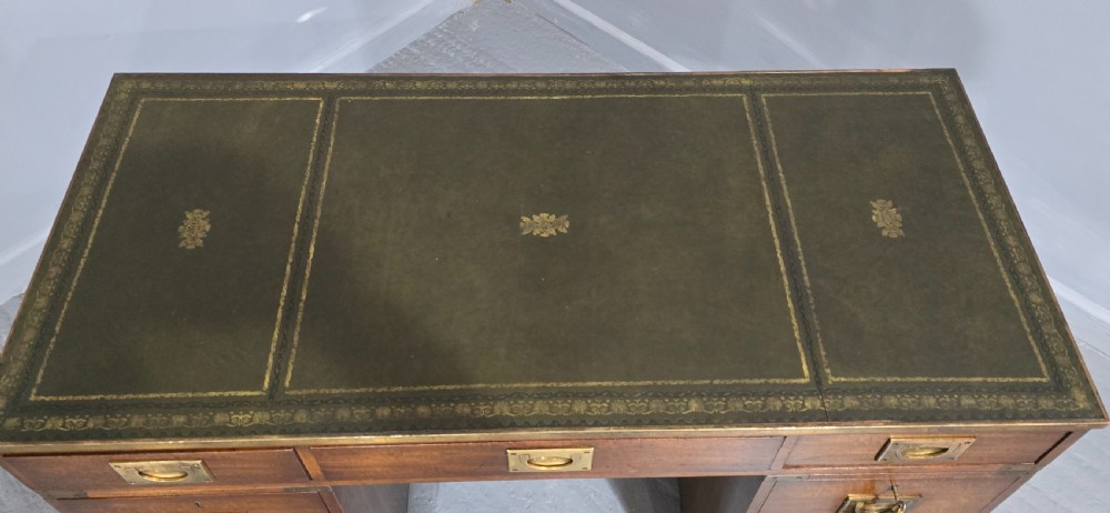 Mahogany Campaign Pedestal Desk View VI