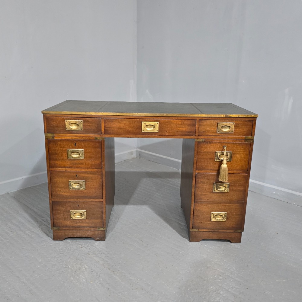 Mahogany Campaign Pedestal Desk