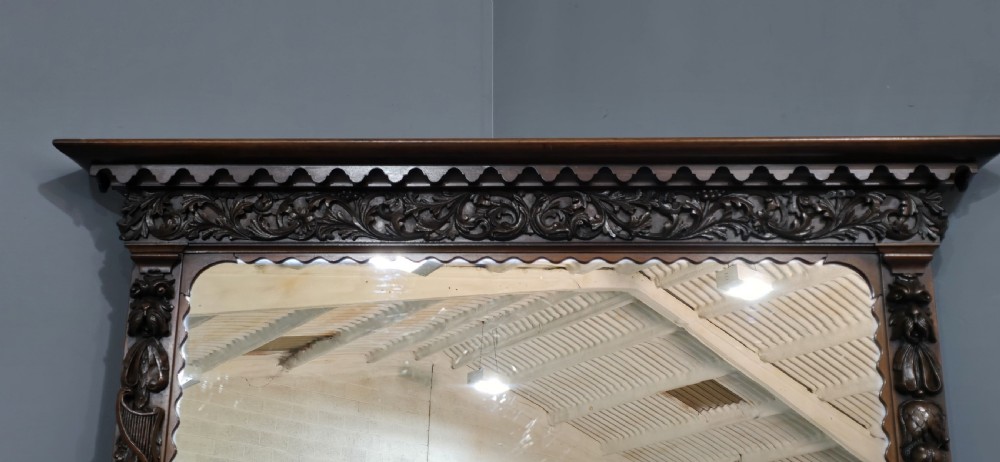 Stunning Carved Mahogany Overmantle Mirror View II