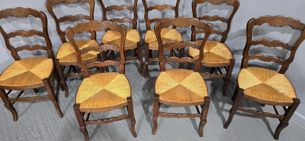 Very Good Set Eight French Kitchen Dining Chairs View III