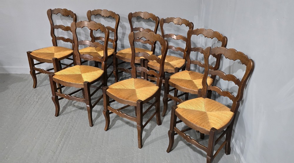 Very Good Set Eight French Kitchen Dining Chairs View VI
