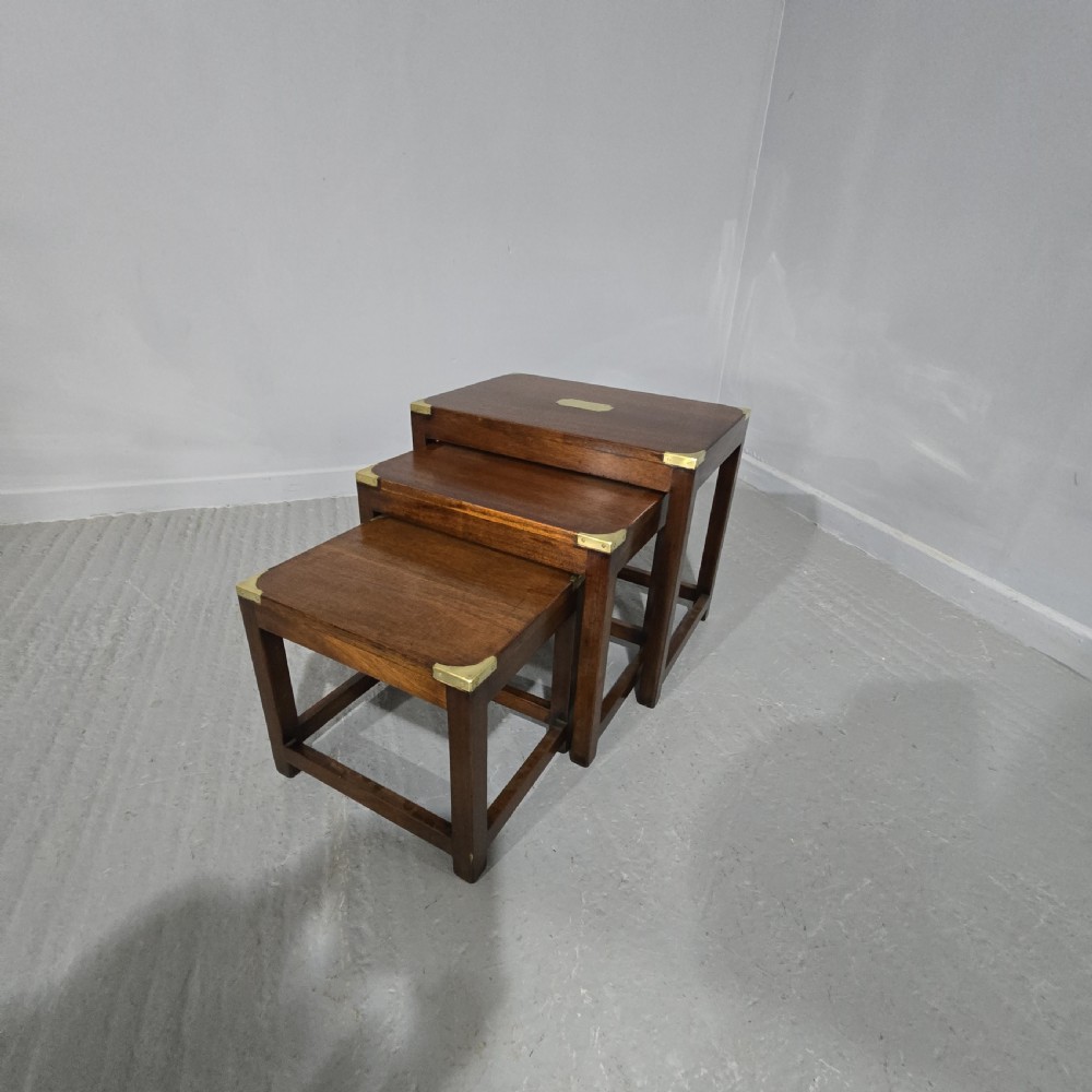 Good Campaign  Mahogany Nest of Three Tables