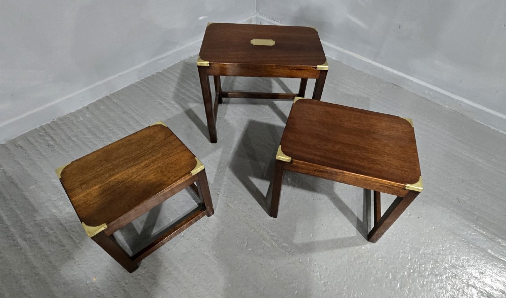 Good Campaign  Mahogany Nest of Three Tables View IV