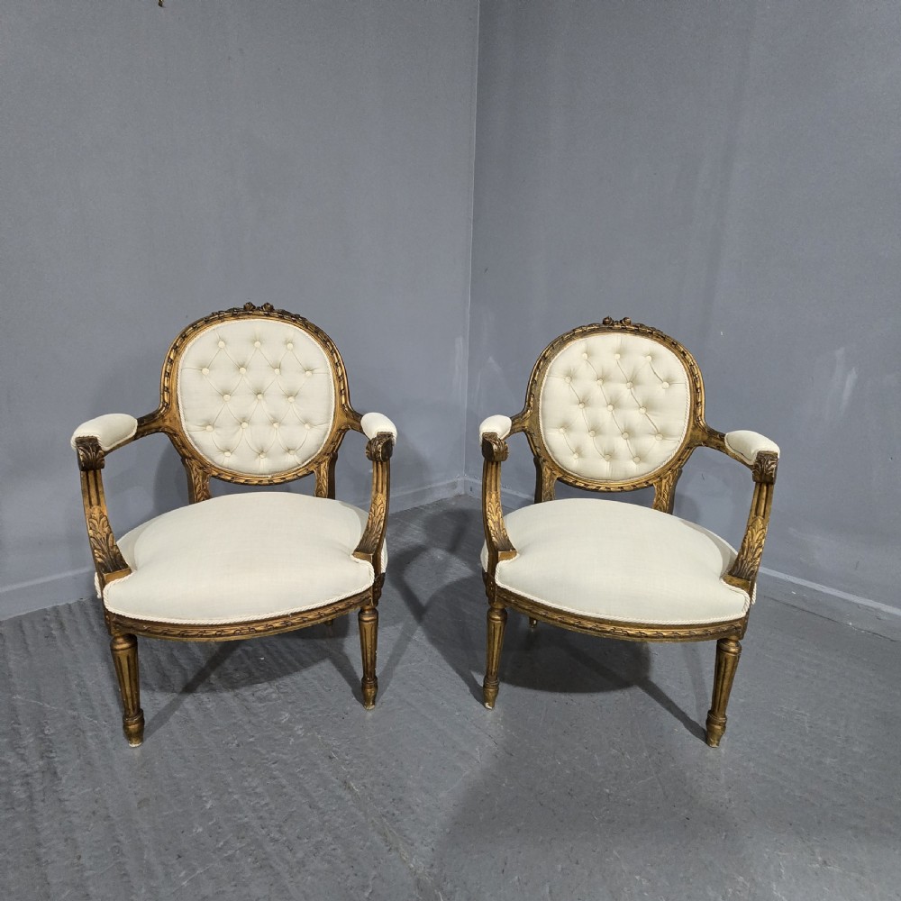 Nice Pair French Elbow Chairs