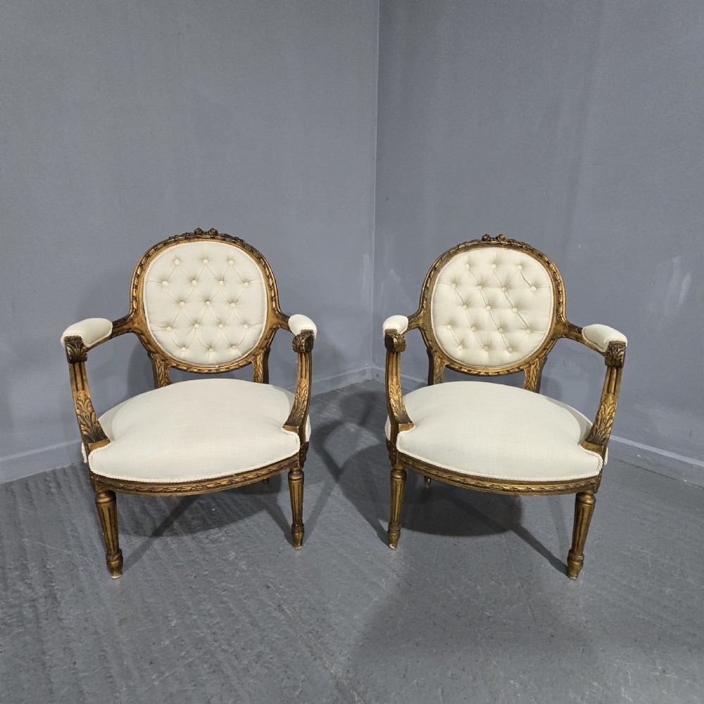 Nice Pair French Elbow Chairs View II