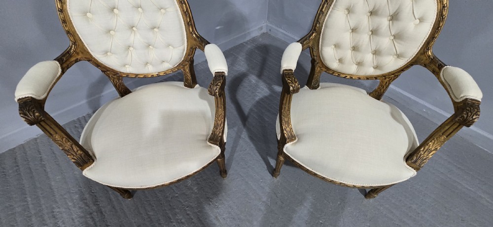 Nice Pair French Elbow Chairs View V