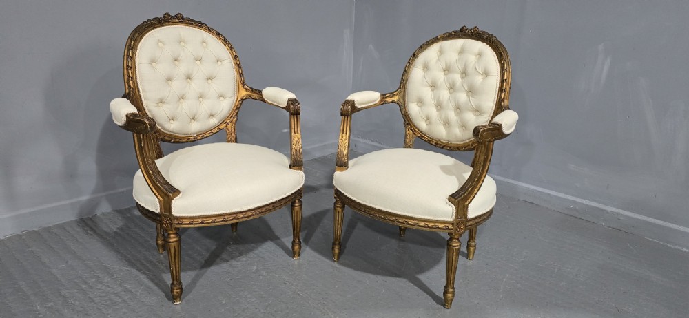 Nice Pair French Elbow Chairs View XII