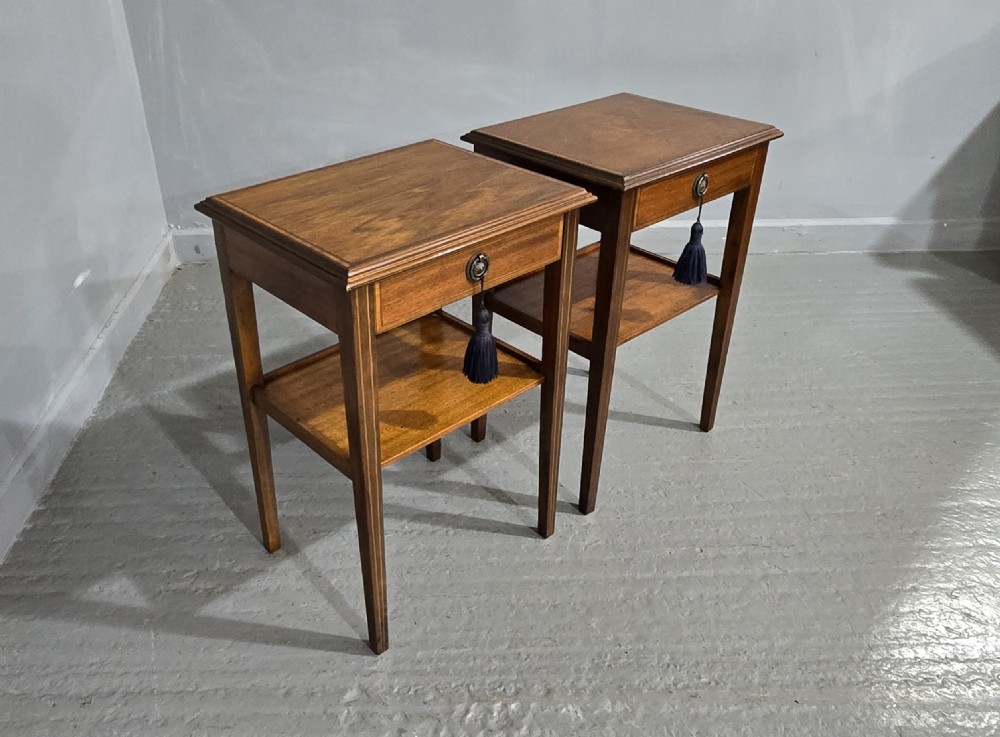 Pair Inlaid Mahogany Lamp Tables View VI