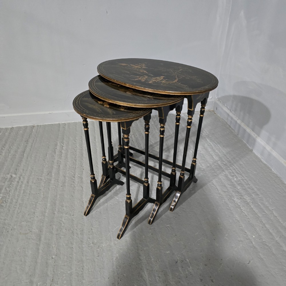 Edwardian Chinoiserie Nest of Three Tables
