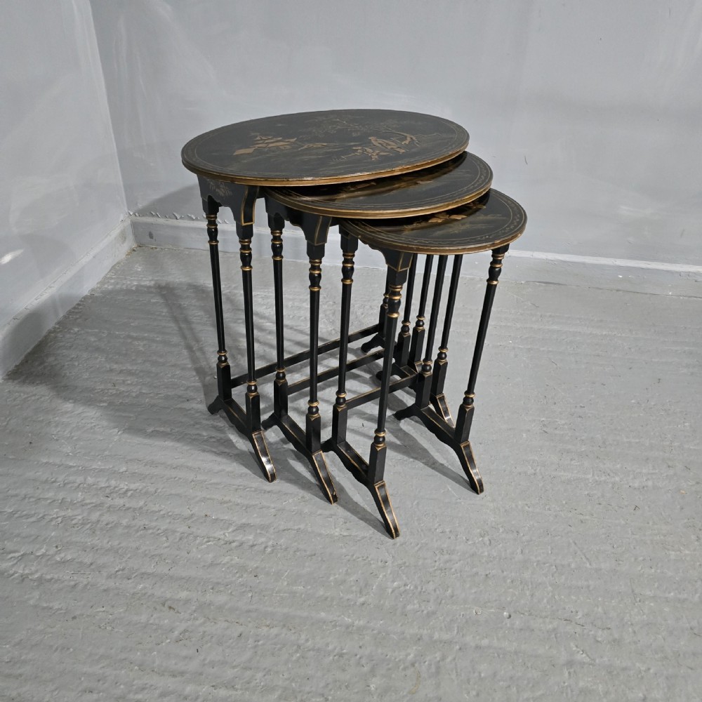 Edwardian Chinoiserie Nest of Three Tables View II