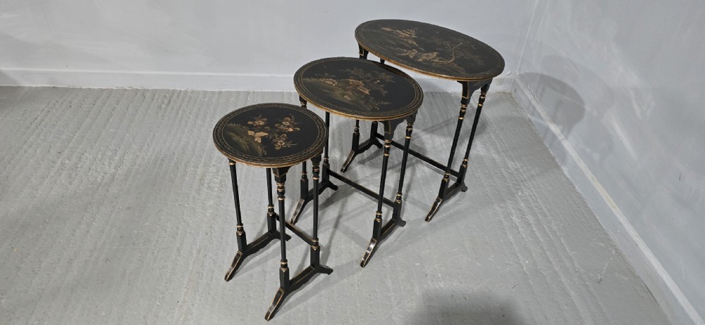 Edwardian Chinoiserie Nest of Three Tables View VII