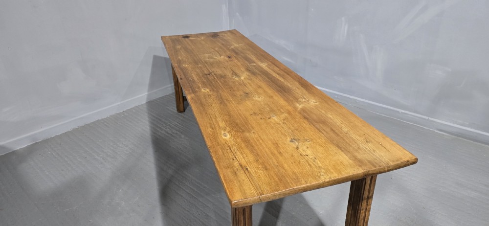 Large English Farmhouse Refrectory Kitchen Dining Table View XIII