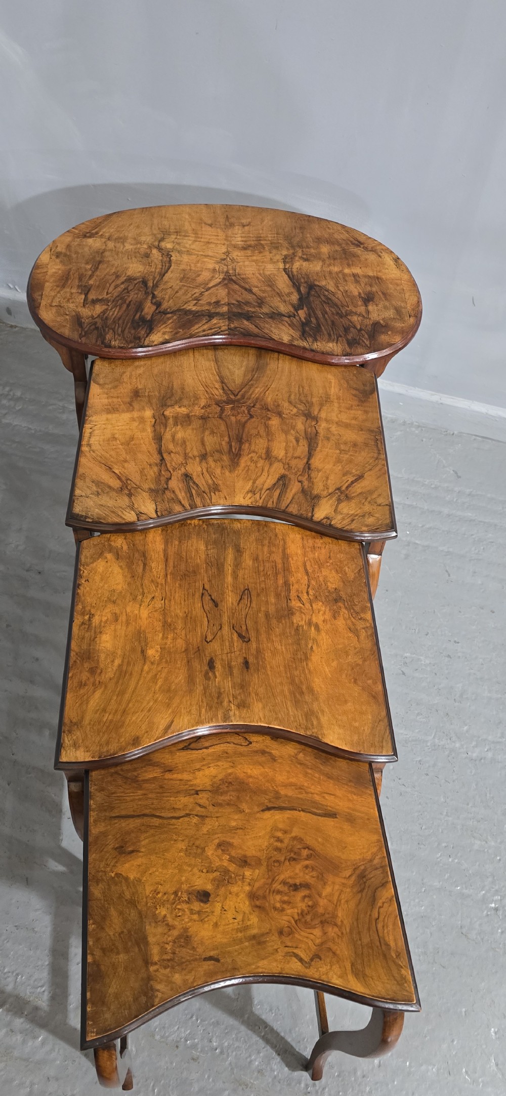 Burr Walnut Quartetto Nest of Tables View III