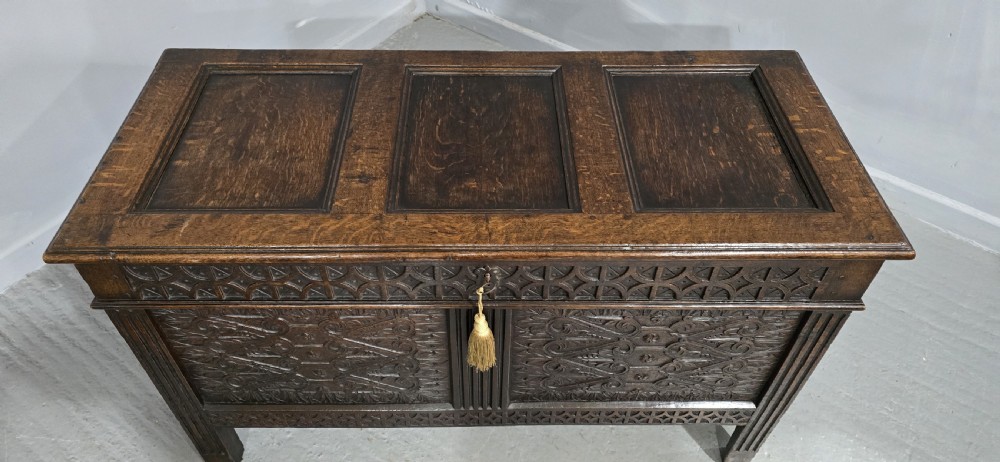 Superb Charles II Oak Coffer View IV