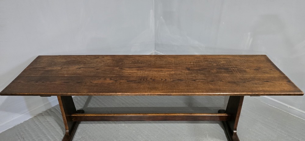 Large Oak Refrectory Kitchen Farmhouse Dining Table View III