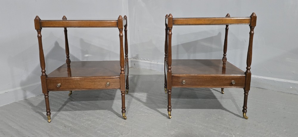 Excellent  Quality Pair Mahogany Lamp Tables View II