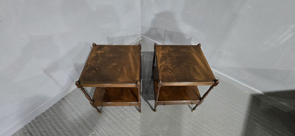 Excellent  Quality Pair Mahogany Lamp Tables View XI