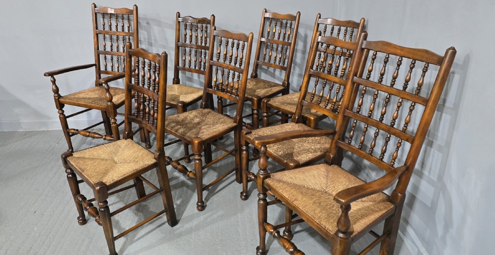 Excellent Set Eight Lancashire Dining Chairs View V