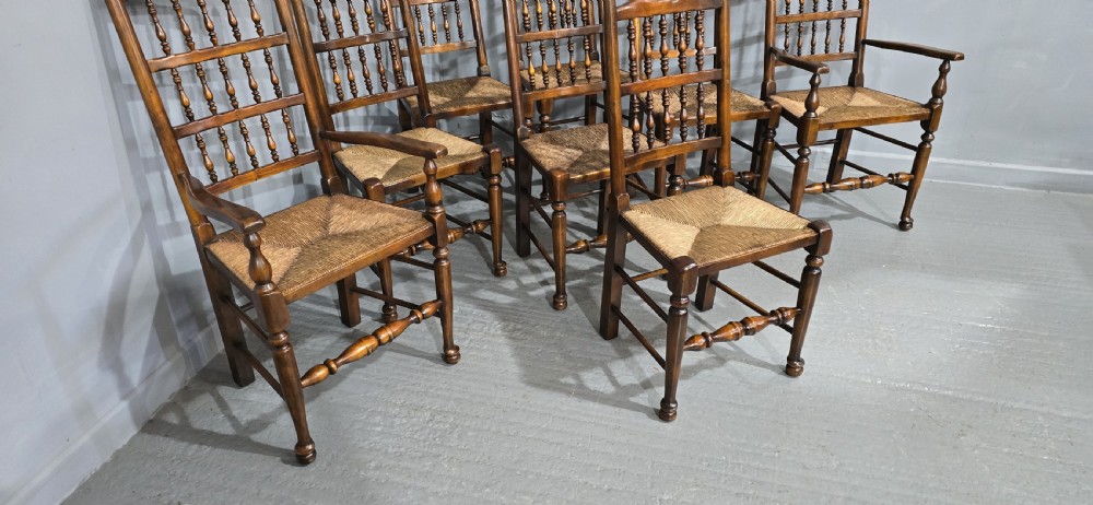 Excellent Set Eight Lancashire Dining Chairs View IX