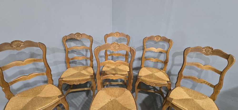 Set Six French Oak Country Dining Chairs View IV
