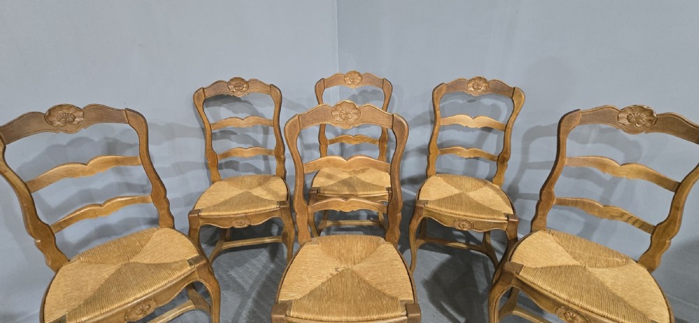 Set Six French Oak Country Dining Chairs View VI