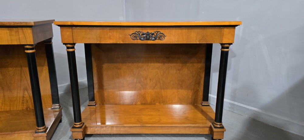 Pair French Birch Console Tables View III