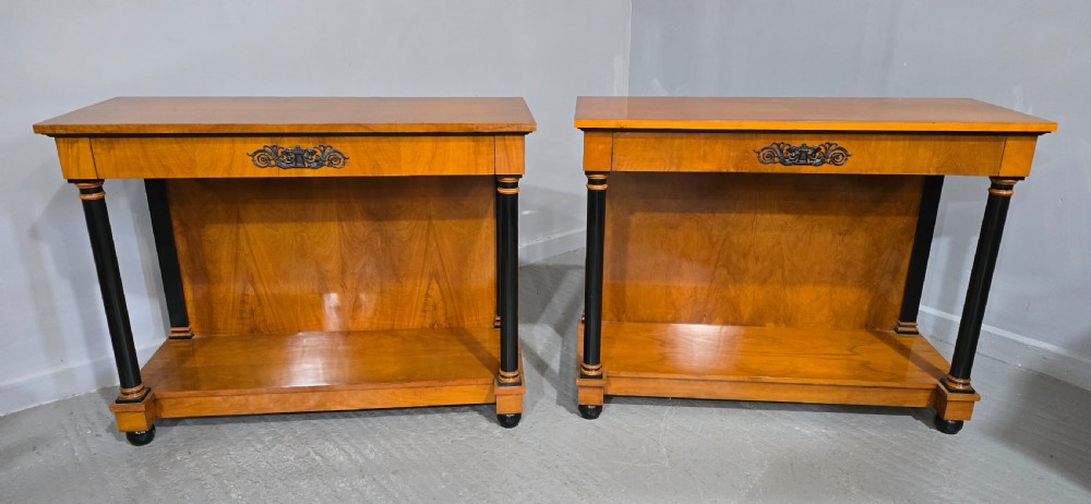 Pair French Birch Console Tables View XV