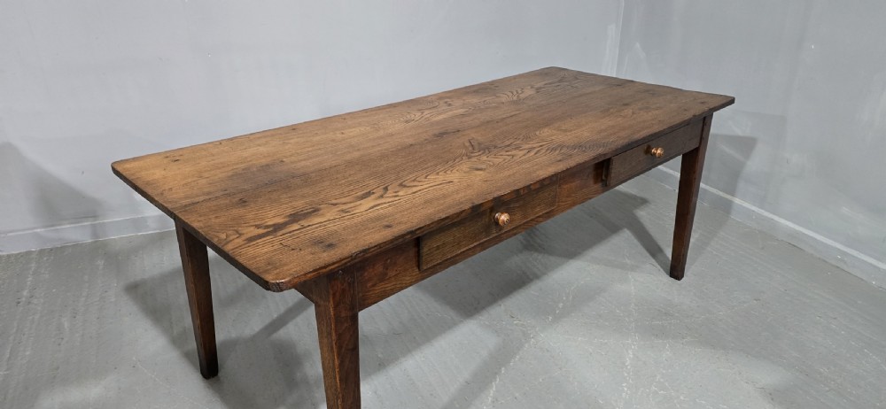 Super French Oak Kitchen Refrectory Dining Table View X