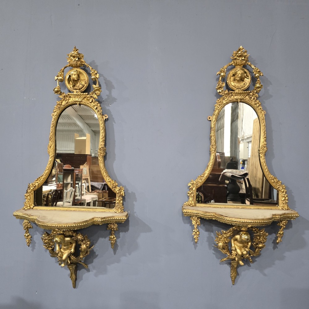 Outstanding Pair Regency Girondelle Mirrors View II