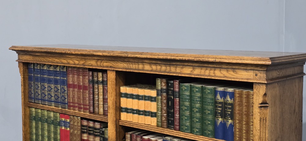 Superb Golden Oak Open Adjustable Library Bookcase View V
