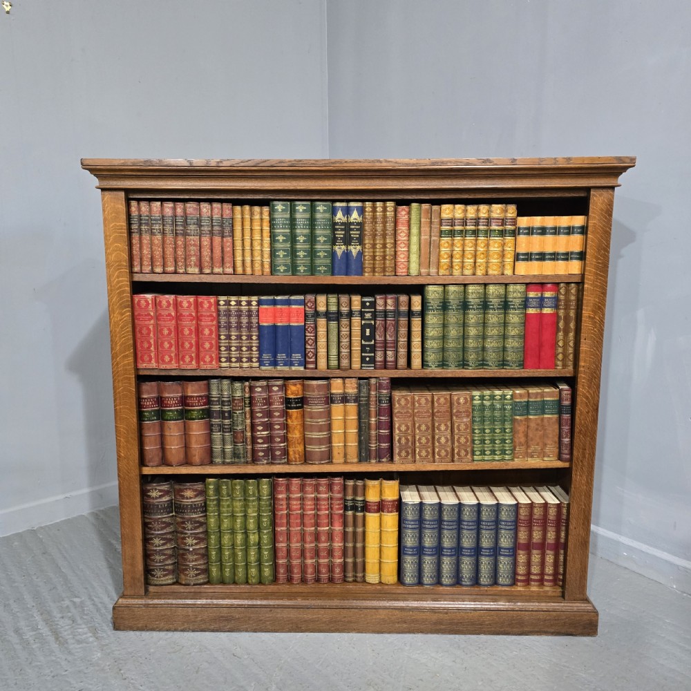 Victorian Golden Oak Open Adjustable Bookcase