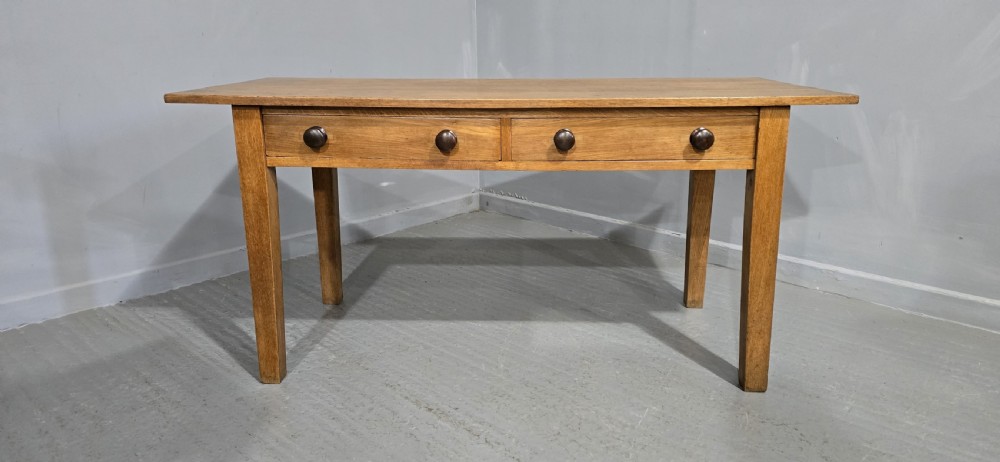 Good Golden Oak Plank Kitchen Refrectory Farmhouse Dining Table View II