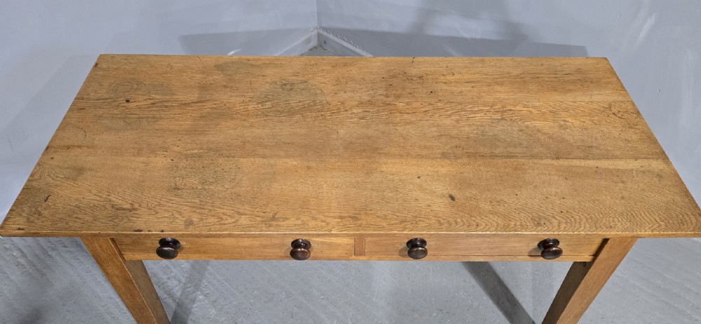 Good Golden Oak Plank Kitchen Refrectory Farmhouse Dining Table View III