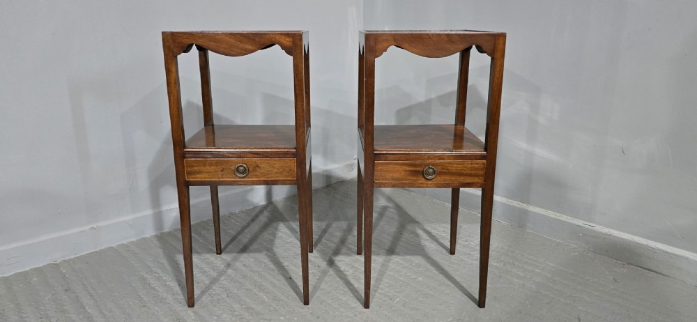 Pair Mahogany Inlaid Bedside Lamp Tables View II