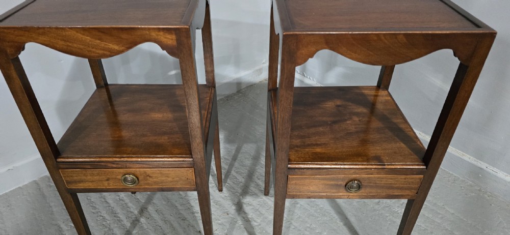 Pair Mahogany Inlaid Bedside Lamp Tables View III