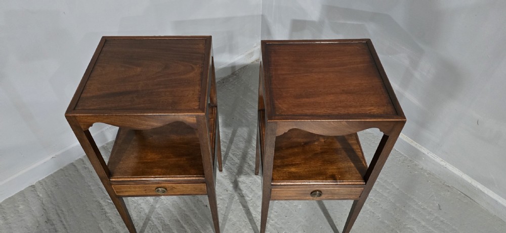 Pair Mahogany Inlaid Bedside Lamp Tables View VI