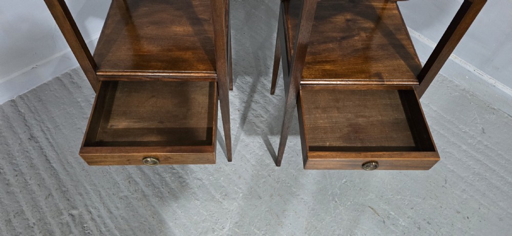 Pair Mahogany Inlaid Bedside Lamp Tables View VII