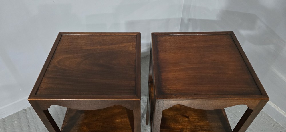 Pair Mahogany Inlaid Bedside Lamp Tables View IX